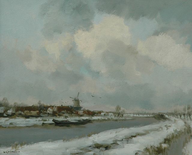 Willem George Frederik Jansen | A polder landscape in winter, Öl auf Leinwand, 50,0 x 60,2 cm, signed l.l.
