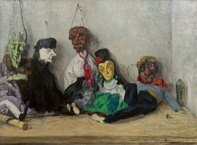 Paulus Casper Erkelens | A still life with marionets, Öl auf Leinwand, 61,6 x 81,8 cm, signed l.r.