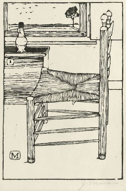 Jan Mankes | Stuhl, Holzstich auf Papier, 18,4 x 12,6 cm, Unterzeichnet r.u. in vollem Namen und mit Init. im Block und zu datieren 1914