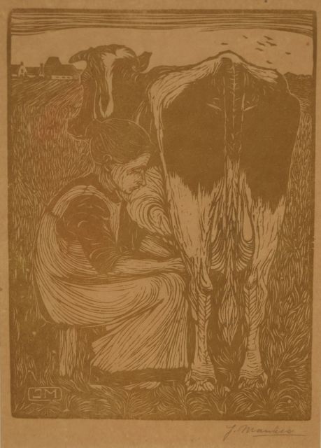 Jan Mankes | Kuhmelkerin, Holzstich auf Papier, 19,1 x 14,2 cm, Unterzeichnet u.r. mit vollem Namen und Mon. im Block