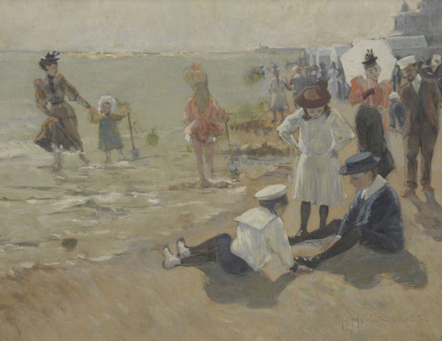 Meinardus P.  | At the beach of Scheveningen, Gouache auf Papier 20,1 x 25,8 cm, signed l.r. und dated '92