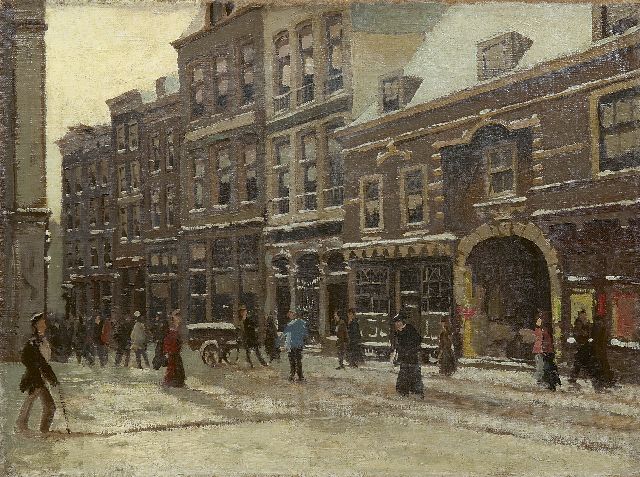 Jongh M.J. de | A view of Amsterdam in winter, Öl auf Leinwand 30,4 x 40,3 cm