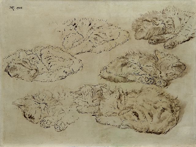 Henriette Ronner | A study of kittens, Öl auf Holz, 34,6 x 46,0 cm, signed u.l. with monogram und dated 1904