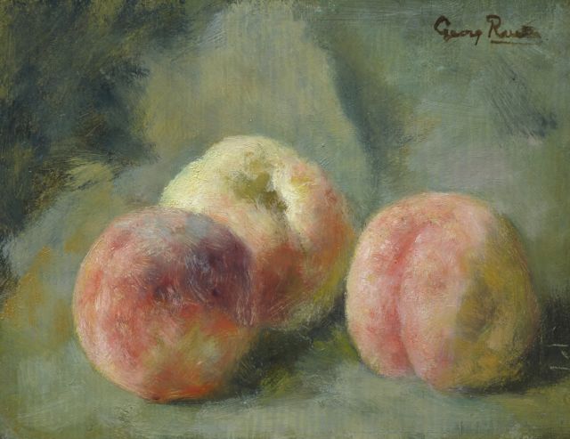 Georg Rueter | Peaches, Öl auf Holz, 17,4 x 22,1 cm, signed u.r.