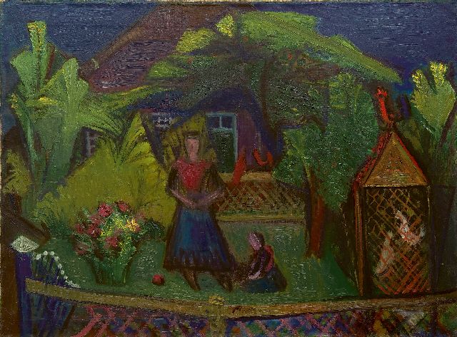 Roelof Frankot | Woman and child, Staphorst, Öl auf Leinwand, 60,2 x 80,4 cm, painted ca. 1948