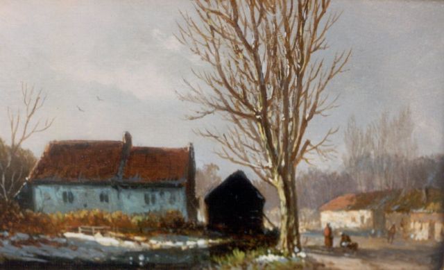 Adrianus Eversen | A winter landscape, Öl auf Tafel, 8,7 x 14,4 cm, signed l.r. with monogram