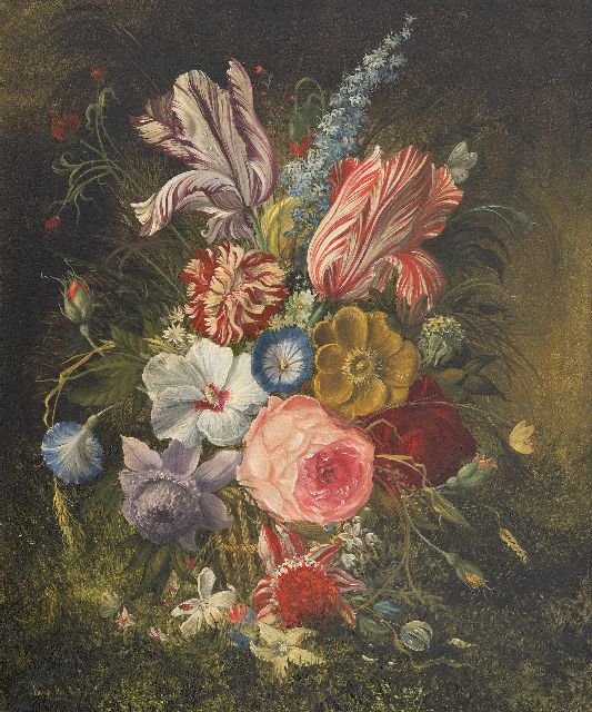 Hollandse School, 19e eeuw | Blumenpracht, Öl auf Kupfer, 35,7 x 29,9 cm, Unterzeichnet l.u. (unleserlich)
