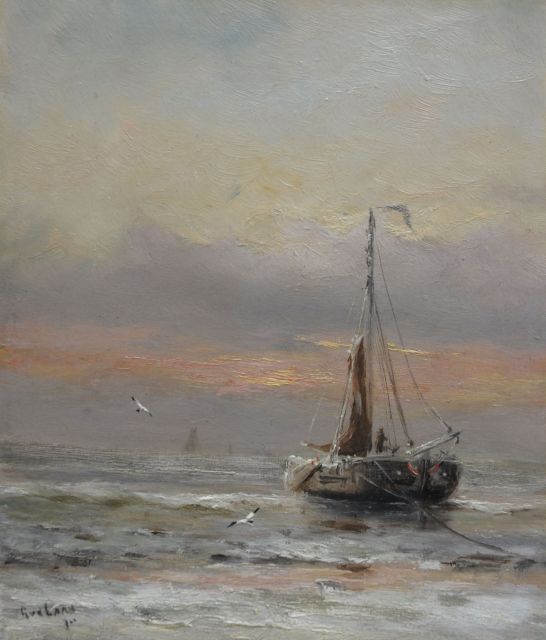 Gerard van der Laan |  Winter at the beach, Öl auf Malereifaser, 19,3 x 16,9 cm, signed l.l.