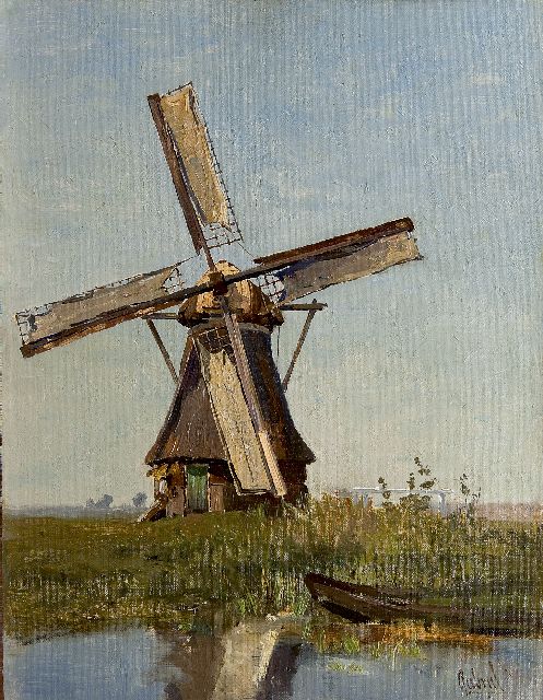 Constan Gabriel | The windmill, Öl auf Leinwand auf Holz, 39,0 x 30,1 cm, signed l.r.