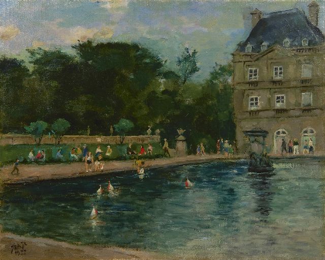 Jan Akkeringa | Der Teich im Jardin du Luxembourg, Paris, Öl auf Leinwand, 40,0 x 50,1 cm, Unterzeichnet l.u. mit Monogramm und datiert 1977