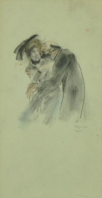 Armand Rassenfosse | Effusiuns tardives, Pastell auf Papier, 25,3 x 13,0 cm, Unterzeichnet r.u. und datiert 1903