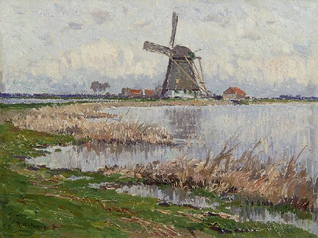 Rodolphe Wytsman | Die Prinsenmühle zu Hillegersberg, bei Rotterdam, Öl auf Holz, 26,9 x 36,0 cm, Unterzeichnet l.u.