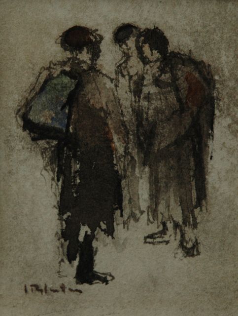 Jan Rijlaarsdam | Three women, Aquarell auf Papier, 11,5 x 8,5 cm, signed l.l. und painted ca. 1945