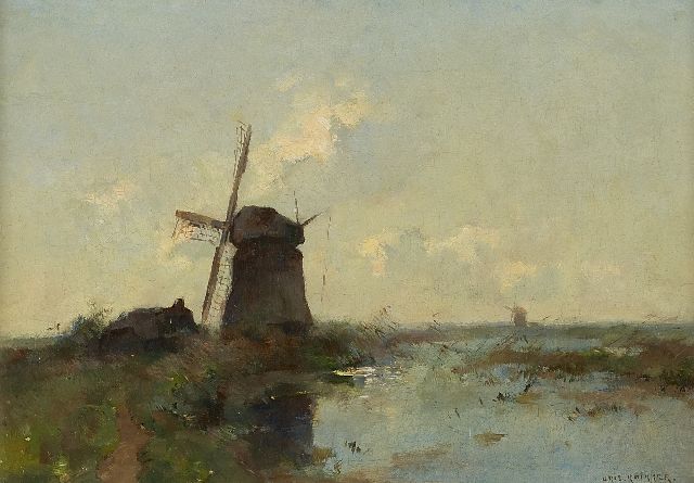 Aris Knikker | Mills in the polder, Öl auf Leinwand, 30,0 x 43,0 cm, signed l.r.