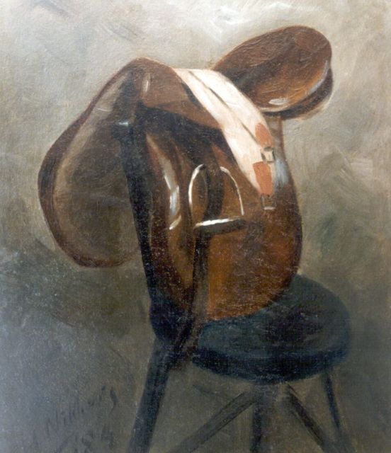 Ferdinand Hart Nibbrig | Saddle, Öl auf Tafel, 29,5 x 25,3 cm, dated '84