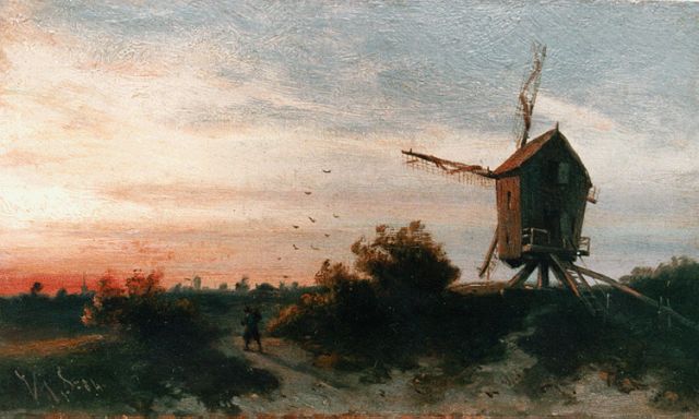 Jan Gerard Smits | Sunset glow, Öl auf Holz, 13,0 x 21,6 cm, signed l.l. with initials und dated '84