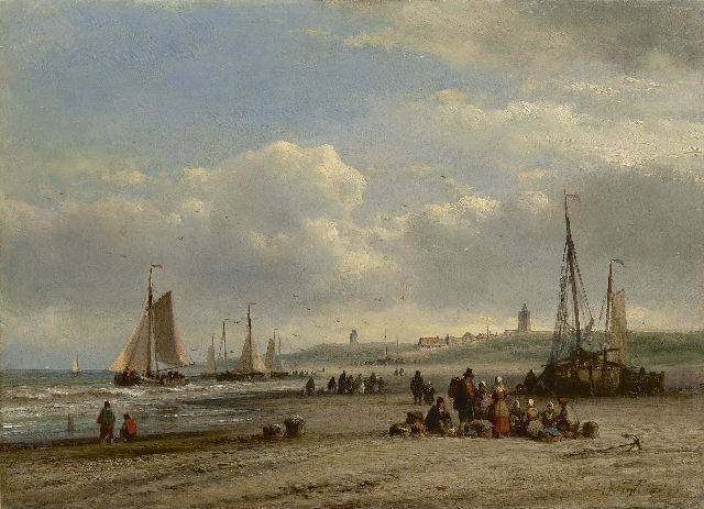 Lodewijk Johannes Kleijn | The catch on the beach, Öl auf Holz, 23,1 x 31,8 cm, signed l.r.