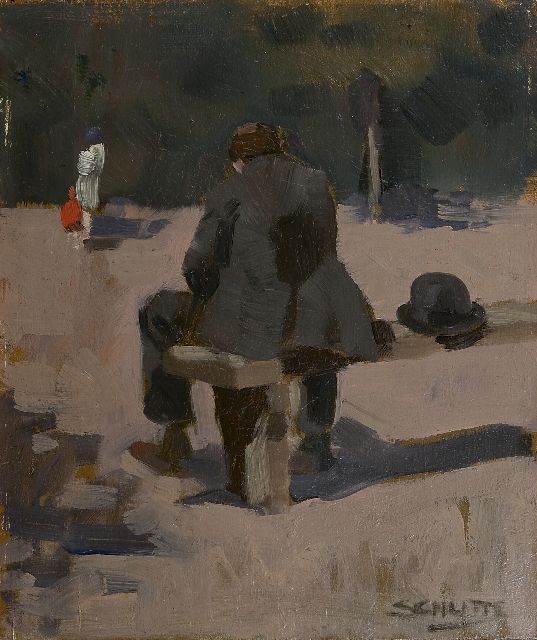 Louis Schutte | Im Park, Öl auf Malereifaser, 27,0 x 22,7 cm, Unterzeichnet r.u. und zu datieren um 1913