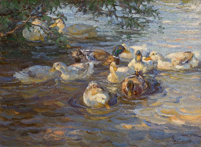 Willy Tiedjen | Enten im Teich, Öl auf Leinwand, 60,0 x 80,0 cm, Unterzeichnet r.u. und datiert '07