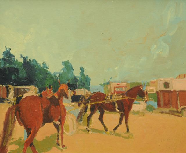 Geert Meyer | Bei den Pferderennen, Öl auf Leinwand, 50,4 x 60,4 cm, Unterzeichnet r.u. und datiert 1979