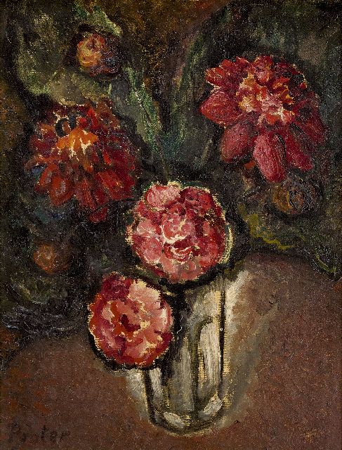 Praetere J. De | Rote Blumen, Öl auf Leinwand 45,7 x 34,7 cm, Unterzeichnet r.u.