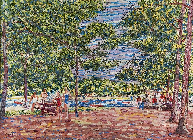 Herman Bieling | Summer in Belmont State Park, New York, Aquarell auf Papier, 57,0 x 78,0 cm, signed l.r. und dated '60