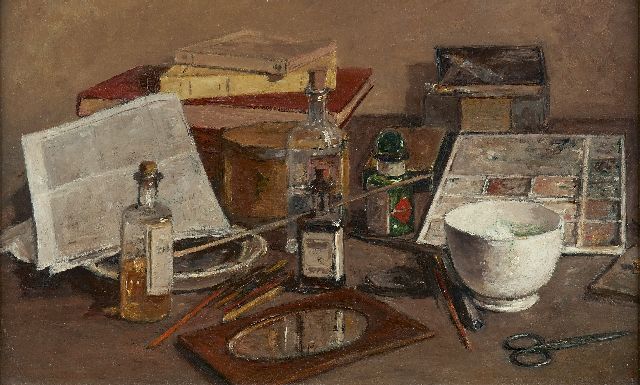 Carel Nicolaas Storm van 's-Gravesande | Painter's attributes, Öl auf Holz, 36,8 x 60,0 cm, signed l.r. with monogram