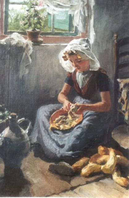 Hendrikus Matheus Horrix | A beet peeling woman, Öl auf Leinwand, 57,0 x 39,4 cm, signed l.l.