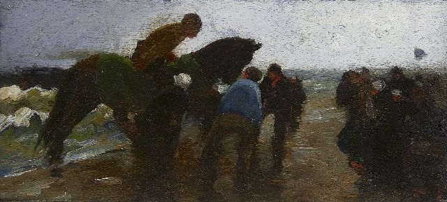Zwart W.H.P.J. de | Auf dem Strand, Öl auf Tafel 11,8 x 26,5 cm, Unterzeichnet r.u. und zu datieren 1893-1894