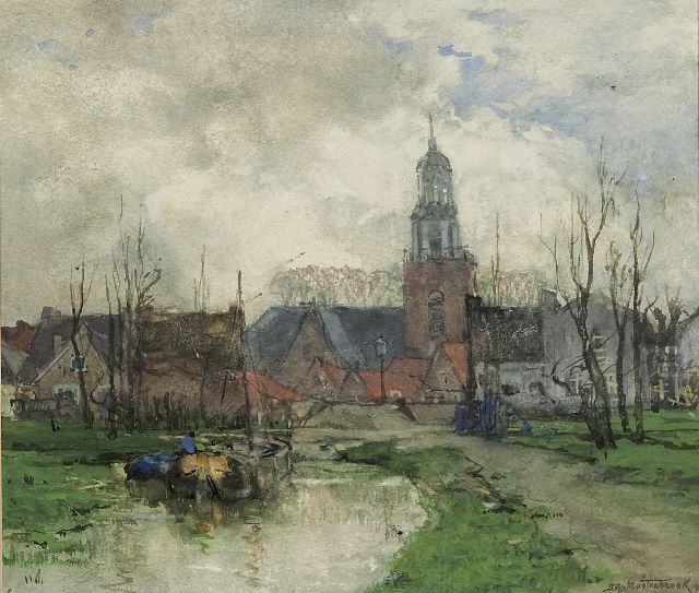 Johan Hendrik van Mastenbroek | Ansicht auf Streefkerk, Aquarell auf Papier, 21,2 x 24,4 cm, Unterzeichnet r.u. und datiert 1904