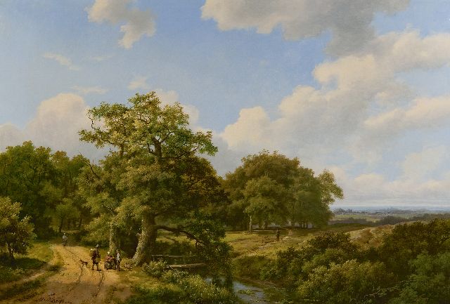 Marinus Adrianus Koekkoek I & Hermanus Koekkoek sr. | Land folk on a wooded path, Öl auf Leinwand, 67,2 x 100,0 cm, signed l.l. (twice) 'M.A. Koekkoek' und dated 1860