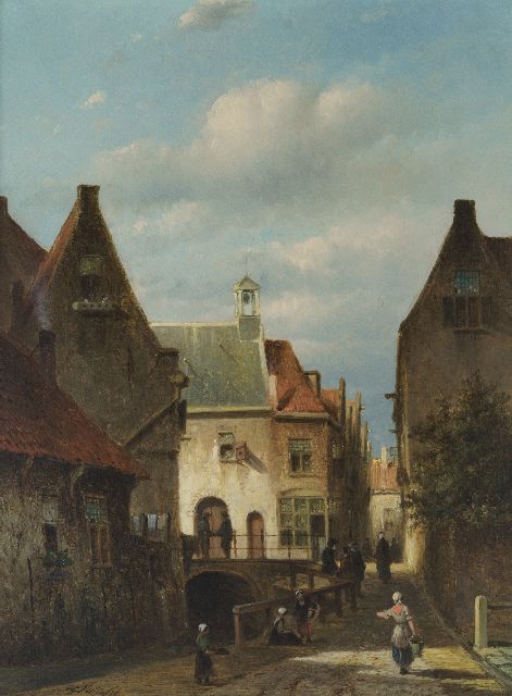 Petrus Gerardus Vertin | Ansicht auf das 'Zakkendragershäuschen' und das 'Achterwater' in Delfshaven, Rotterdam, Öl auf Holz, 33,7 x 24,7 cm, Unterzeichnet l.u. und datiert ' 56