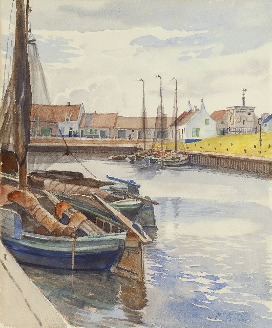 Ger Gerrits | Der Hafen von Elburg, Aquarell auf Papier, 37,7 x 30,9 cm, Unterzeichnet r.u. und zu datieren um 1939