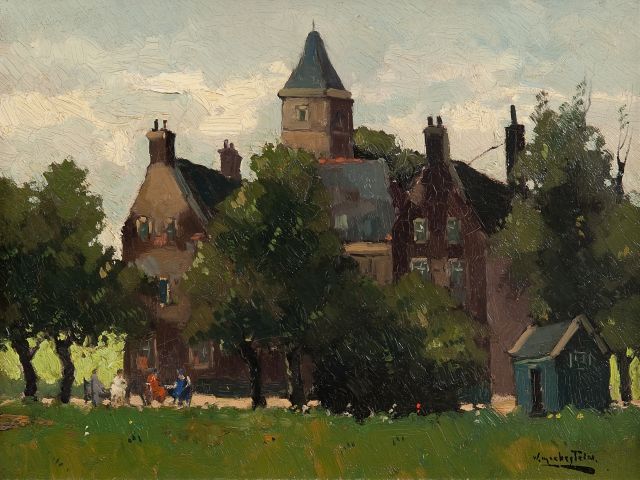 Jan Knikker sr. | Teezeit bei Schloss De Wittenburg, Wassenaar, Öl auf Leinwand, 30,6 x 40,4 cm, Unterzeichnet r.u. mit Pseudonym 'W. Markestein'