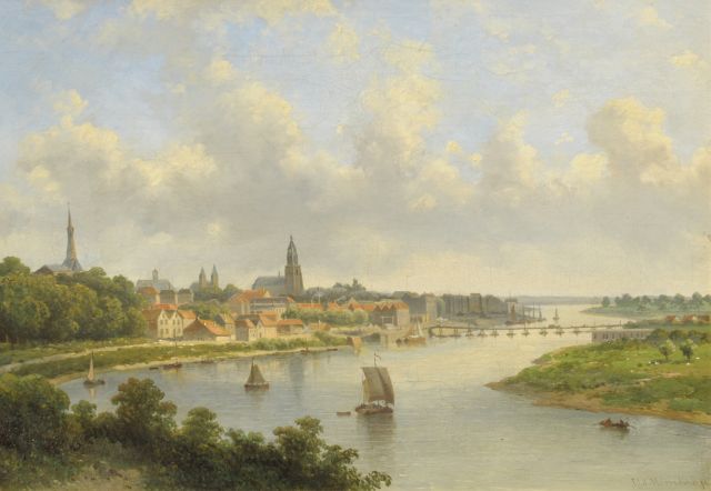 Johannes Jacobus Antonius Hilverdink | View of Arnhem, Öl auf Leinwand, 36,0 x 50,5 cm, signed l.r.