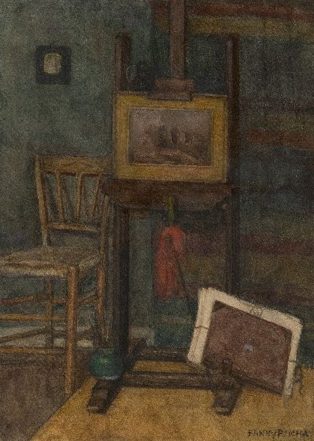 Fanny Psicha | Ecke in der Werkstatt, Aquarell auf Papier, 35,4 x 25,0 cm, Unterzeichnet r.u. mit Pseudonym 'Fanny Psicha