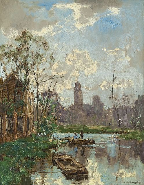 Johan Hendrik van Mastenbroek | Ansicht auf einen Kanal, Öl auf Leinwand, 34,9 x 27,4 cm, Unterzeichnet r.u. und datiert 1921