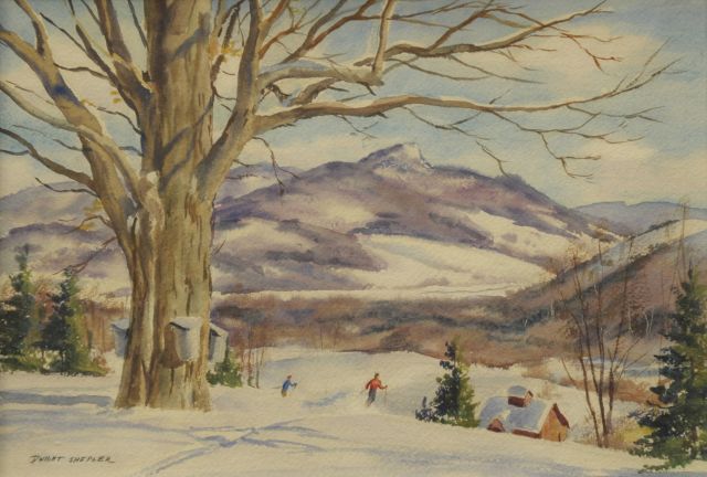 Shepler D.C.  | Schifahrer in Vermont, Aquarell auf Papier 27,5 x 39,0 cm, Unterzeichnet l.u.