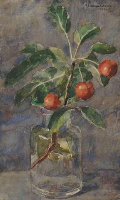 Bruyn Ouboter R. de | A cherry branch, Aquarell auf Papier 22,8 x 13,8 cm, signed u.r. und dated 1967