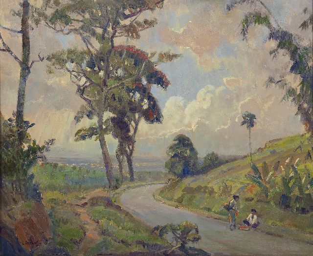 Ernest Dezentjé | Evening in Nagrèk, Indonesia, Öl auf Holz, 47,0 x 57,0 cm, signed l.l.