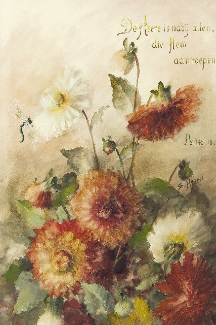 Sara Hense | Herbstblumen, Aquarell auf Papier, 52,6 x 34,9 cm, Unterzeichnet M.r.