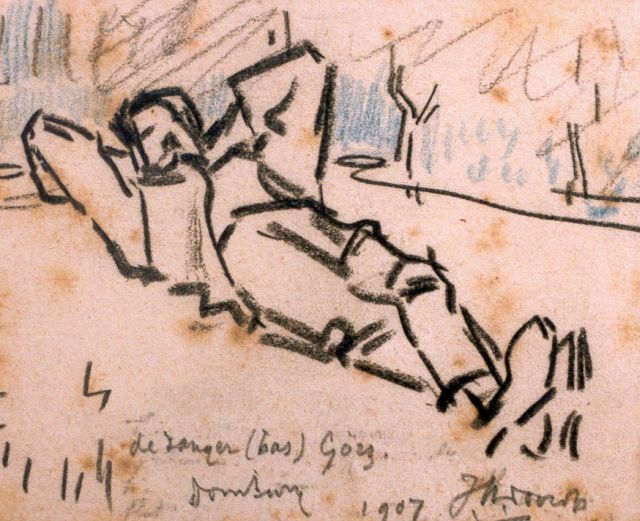 Jan Toorop | The singer (Bas) Görz, Domburg, Kreide auf Papier, 9,5 x 10,5 cm, Unterzeichnet r.u. und datiert '07