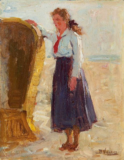 Ben Viegers | Am Strand, Scheveningen, Öl auf Malereifaser, 18,0 x 14,1 cm, Unterzeichnet r.u.