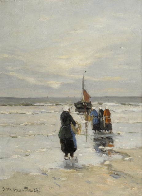 Munthe G.A.L.  | Waiting for the catch, Öl auf Holz 34,9 x 25,8 cm, signed l.l. und dated '23