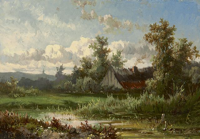 Paul Joseph Constantin Gabriel | Landschaft bei Oosterbeek, Öl auf Tafel, 9,8 x 14,1 cm, Unterzeichnet l.u. und zu datieren um 1855