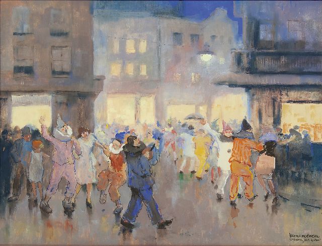 Herman Moerkerk | Fastnacht in Antwerp, Kreide und Gouache auf Papier, 64,2 x 83,8 cm, Unterzeichnet r.u.