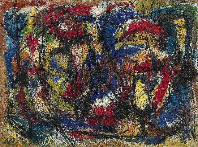 Ad Snijders | Ohne Titel, Öl auf Holzfaser, 91,0 x 122,0 cm, Unterzeichnet l.u. mit Initialen und datiert '58