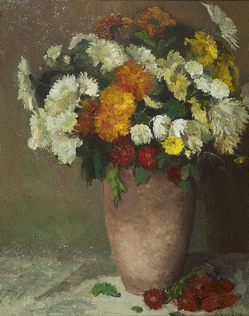 Ans van den Berg | Chrysanthemums, Öl auf Leinwand, 60,7 x 47,3 cm, signed l.r.