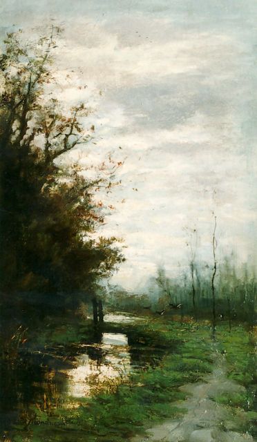 Frits Mondriaan | A landscape at dawn, Öl auf Tafel, 40,0 x 23,5 cm, signed l.l.