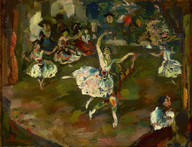 Hans Reinhold Lichtenberger | Die Ballettaufführung, Öl auf Holzfaser, 41,2 x 53,5 cm, Unterzeichnet l.u.